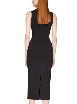 Vestido Tommy Jeans Midi Bodycon Negro Para Mujer