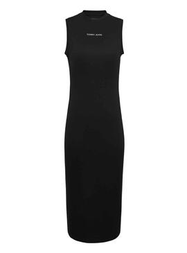 Vestido Tommy Jeans Midi Bodycon Negro Para Mujer