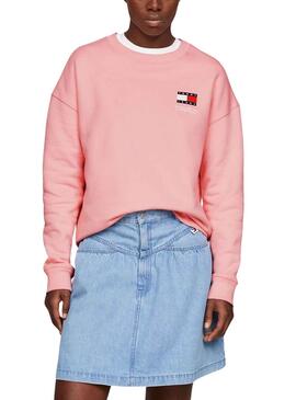 Sudadera Tommy Jeans Graphic Flag Rosa Para Mujer