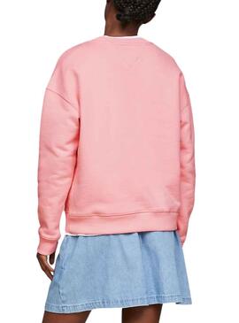 Sudadera Tommy Jeans Graphic Flag Rosa Para Mujer