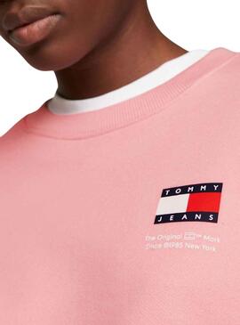 Sudadera Tommy Jeans Graphic Flag Rosa Para Mujer