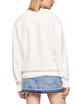 Sudadera Tommy Jeans Varsity Luxe Blanco Mujer