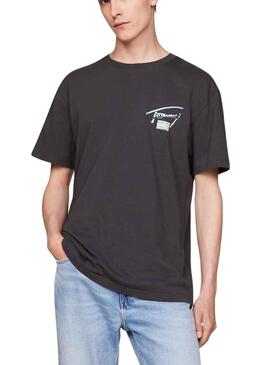 Camiseta Tommy Jeans Metallic Negro Para Hombre