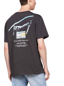 Camiseta Tommy Jeans Metallic Negro Para Hombre