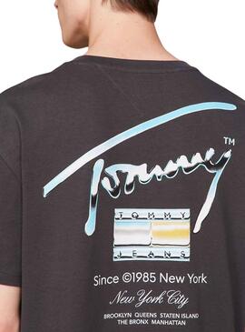 Camiseta Tommy Jeans Metallic Negro Para Hombre