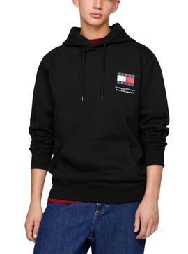 Sudadera Tommy Jeans Essential Flag Hood Negro