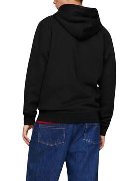 Sudadera Tommy Jeans Essential Flag Hood Negro