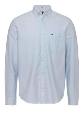 Camisa Tommy Jeans Reg Oxford Azul Para Hombre