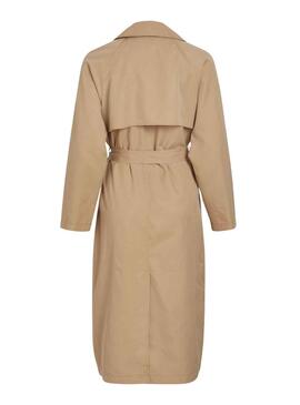 Trench Vila Vijancine Largo Beige Para Mujer