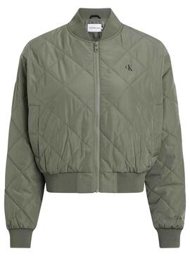 Bomber Calvin Klein Jeans Quilted Verde Para Mujer