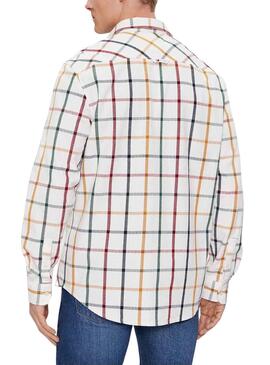 Camisa Tommy Jeans Reg Check Flannel Blanco Hombre