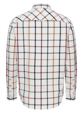 Camisa Tommy Jeans Reg Check Flannel Blanco Hombre