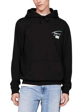 Sudadera Tommy Jeans Reg Metallic Negro Hombre