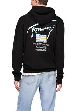 Sudadera Tommy Jeans Reg Metallic Negro Hombre