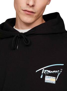 Sudadera Tommy Jeans Reg Metallic Negro Hombre