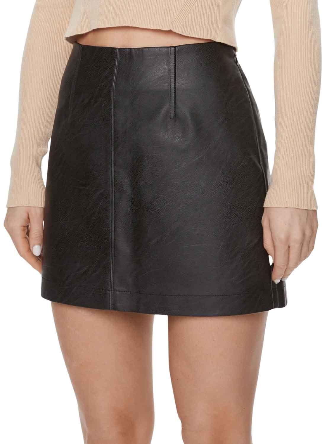 Falda Calvin Klein Faux Leather Negro Para Mujer