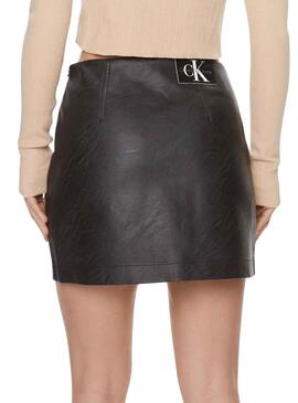 Falda Calvin Klein Faux Leather Negro Para Mujer