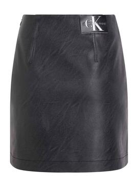 Falda Calvin Klein Faux Leather Negro Para Mujer