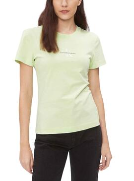 Camiseta Calvin Klein Monologo Slim Verde Mujer