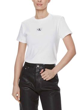 Camiseta Calvin Klein Woven Label Blanco Mujer