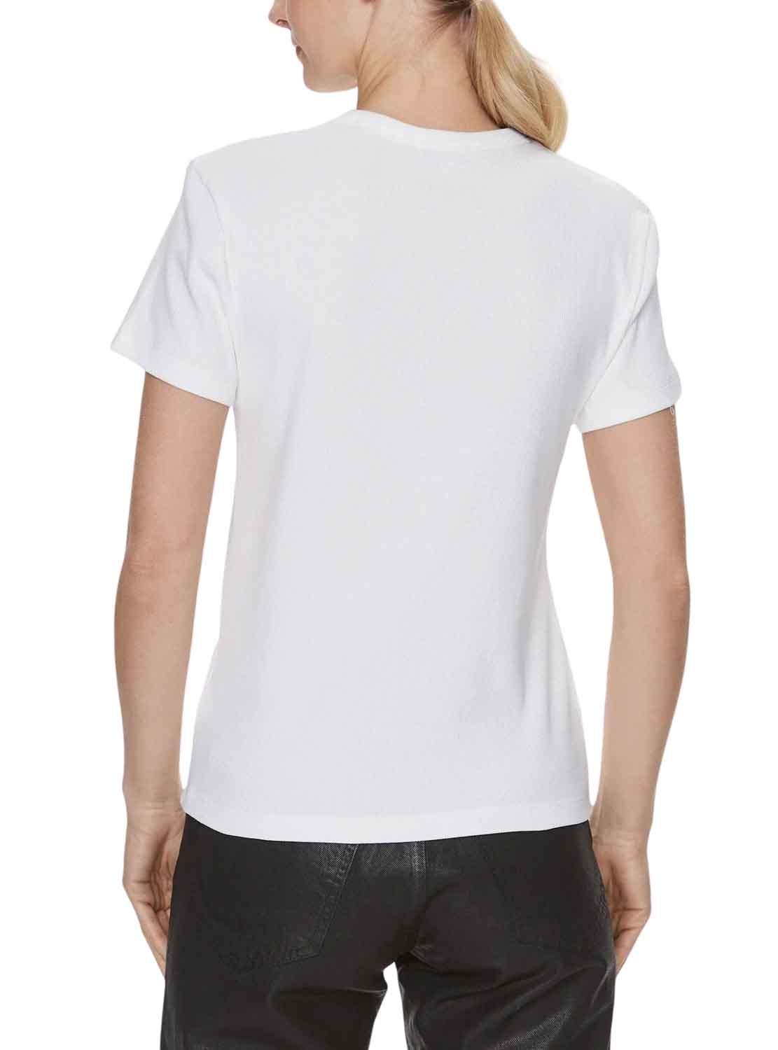 Camiseta Calvin Klein Woven Label Blanco Mujer