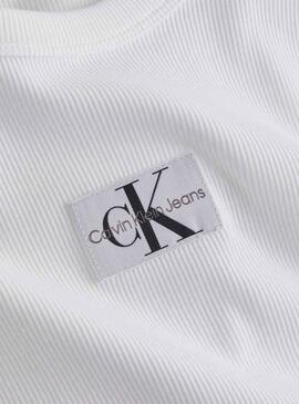 Camiseta Calvin Klein Woven Label Blanco Mujer