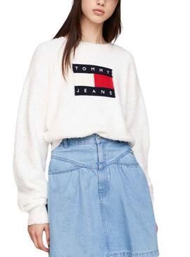 Jersey Tommy Jeans Center Flag Blanco Mujer