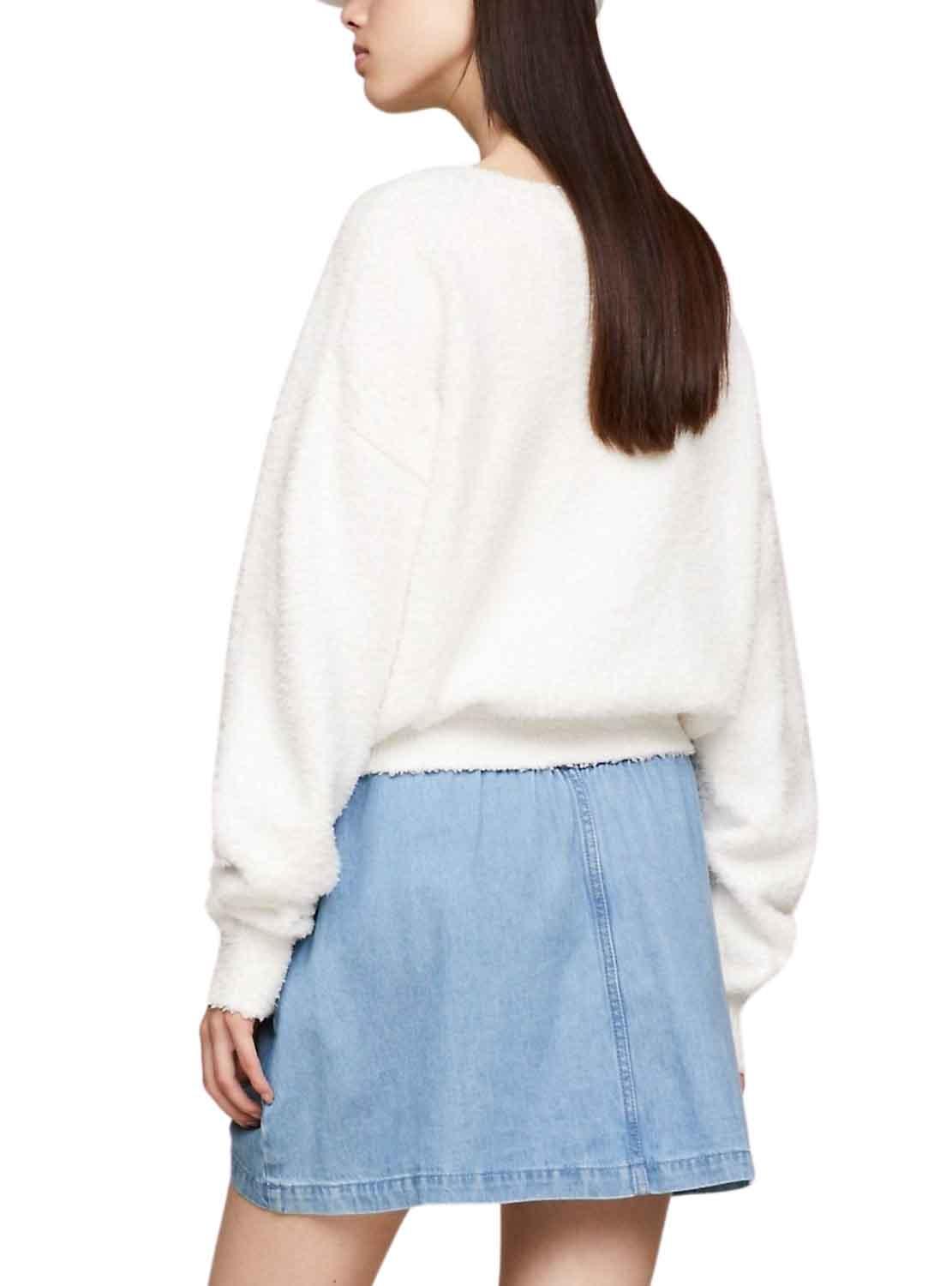 Jersey Tommy Jeans Center Flag Blanco Mujer