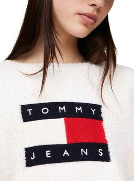 Jersey Tommy Jeans Center Flag Blanco Mujer