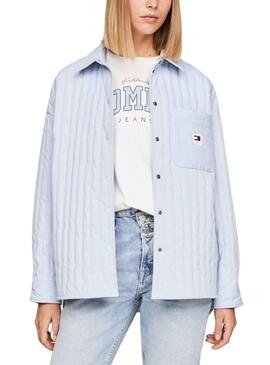 Sobrecamisa Tommy Jeans Quilted Azul Para Mujer