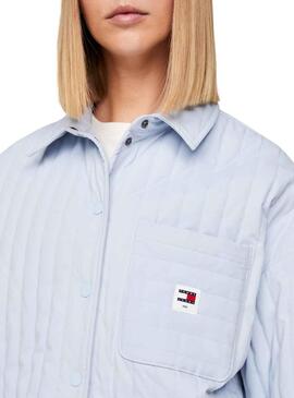 Sobrecamisa Tommy Jeans Quilted Azul Para Mujer