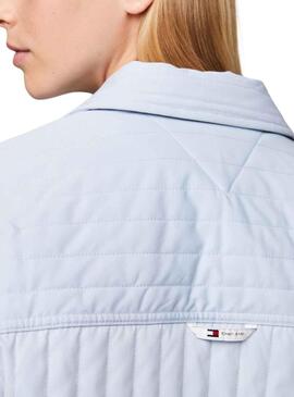 Sobrecamisa Tommy Jeans Quilted Azul Para Mujer