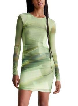 Vestido Calvin Klein Illuminated Verde Mujer