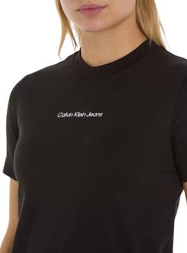 Camiseta Calvin Klein Institutional Negro Mujer