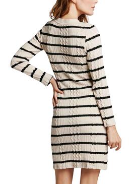 Vestido Vila Vicaba Blanco Roto Rayas para Mujer