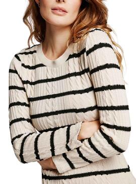 Vestido Vila Vicaba Blanco Roto Rayas para Mujer