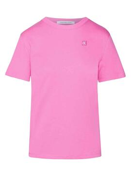 Camiseta Calvin Klein Embro Badge Rosa Para Mujer