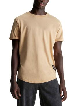 Camiseta Calvin Klein Turn Up Beige Para Hombre