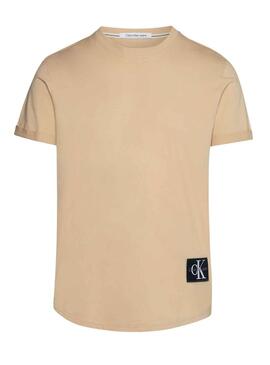 Camiseta Calvin Klein Turn Up Beige Para Hombre