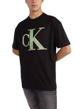 Camiseta Calvin Klein Perforated Monologo Negro