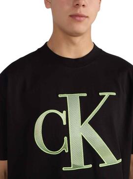 Camiseta Calvin Klein Perforated Monologo Negro