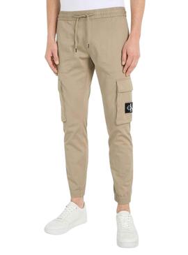 Pantalon Calvin Klein Cargo Beige Para Hombre