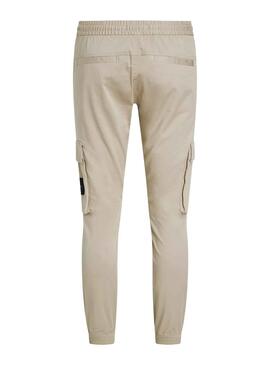 Pantalon Calvin Klein Cargo Beige Para Hombre