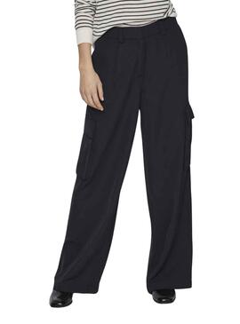 Pantalon Vila Winnie Cargo Negro Para Mujer