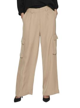 Pantalon Vila Winnie Lady Beige Para Mujer