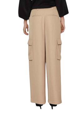 Pantalon Vila Winnie Lady Beige Para Mujer