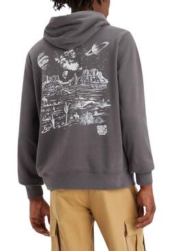 Sudadera Levis Standard Graphic Gris Para Hombre