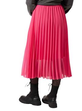 Falda Naf Naf Plisada Fucsia Para Mujer