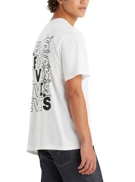 Camiseta Levis Stairstep Blanco Para Hombre