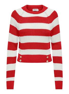 Jersey Only Ruth O Neck Rayas Rojo Para Mujer